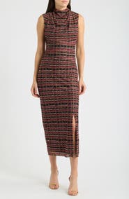 Vince Camuto Geometric Print Mesh Sheath Dress