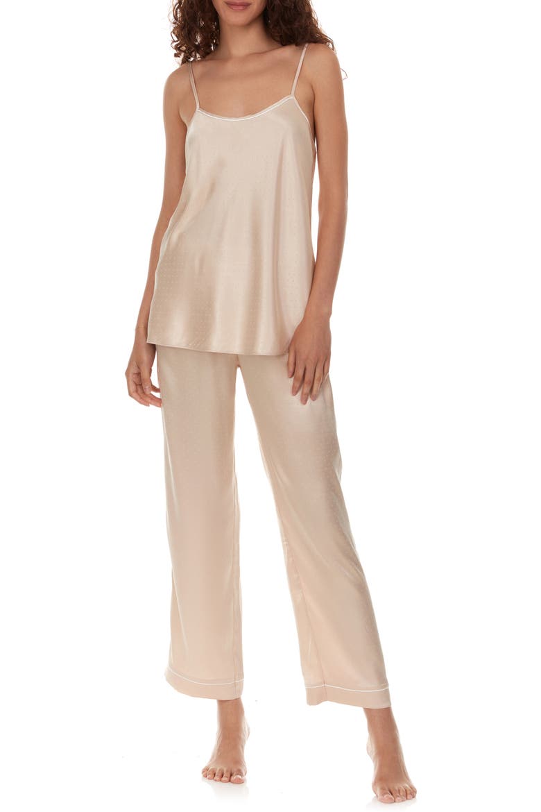 Jamie Satin 3-Piece Pajama Set, Alternate, color, ALMOND