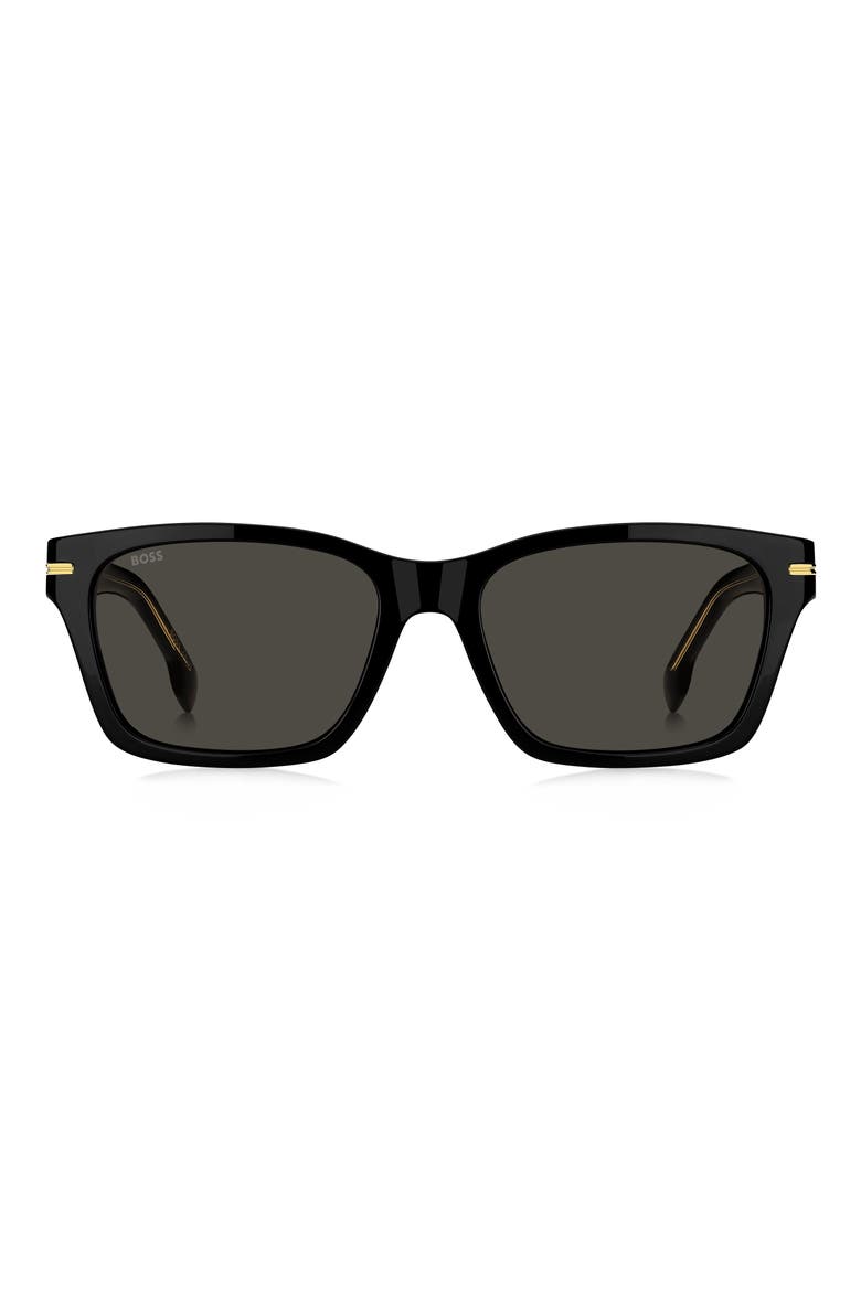 56mm Rectangular Sunglasses, Main, color, BLACK/ GREY