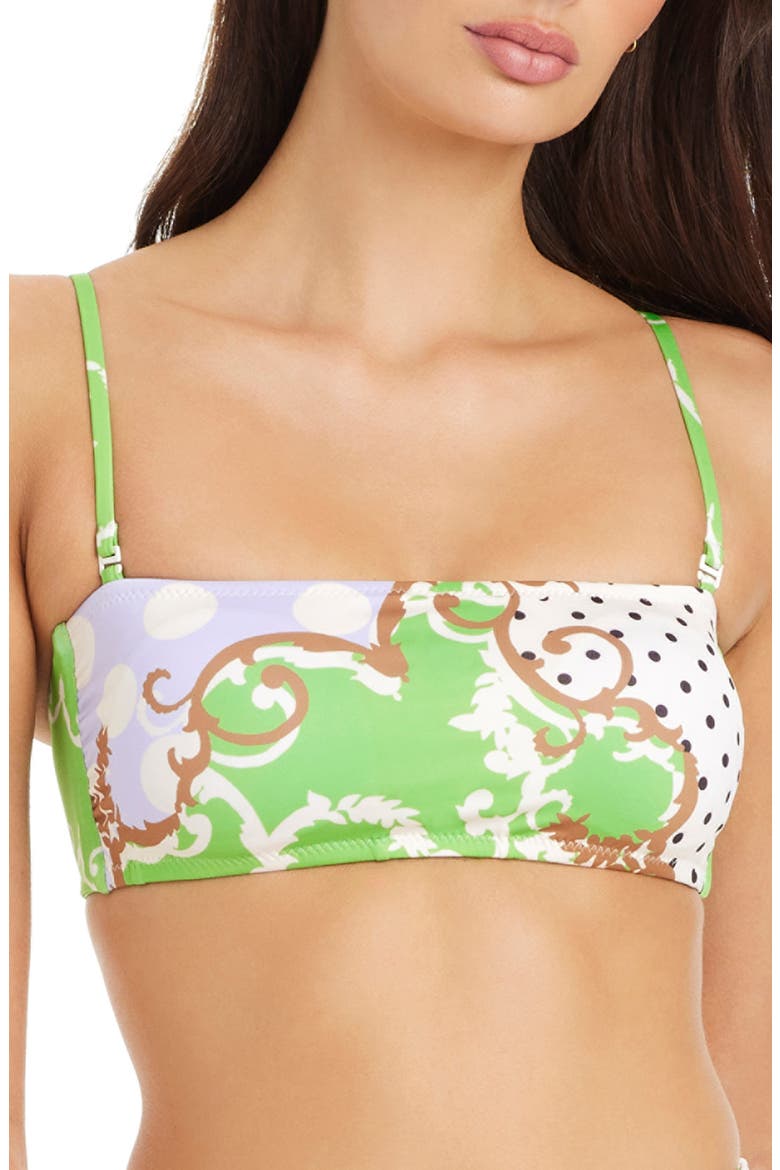 Reversible Bandeau Bikini Top with Removable Straps, Alternate, color, GREEN MULTI