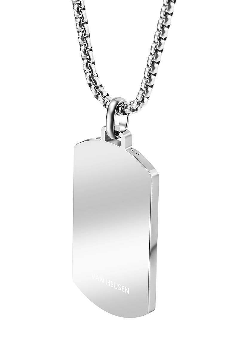 Men's Stripe Dog Tag Pendant Necklace, Alternate, color, SILVER