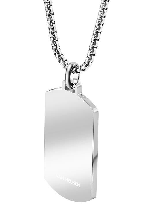 Van Heusen Stripe Dog Tag Pendant Necklace In Silver