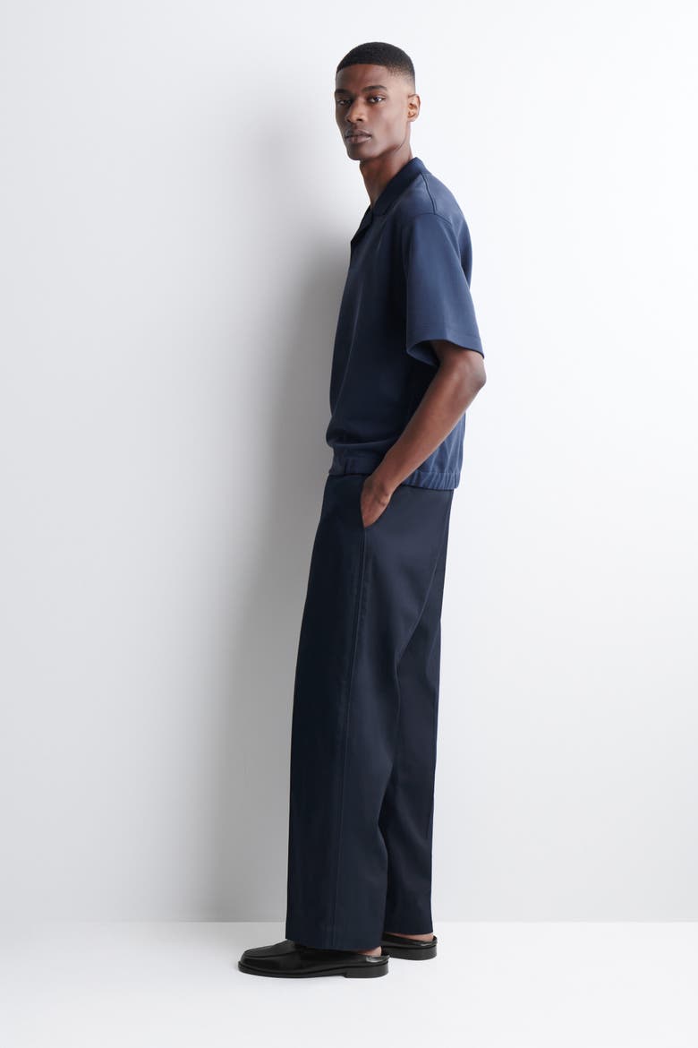 Jersey-Bonded Cotton-Twill Polo Shirt, Alternate, color, NAVY