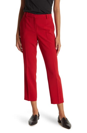 Theory Tailored Ankle Trousers In Red