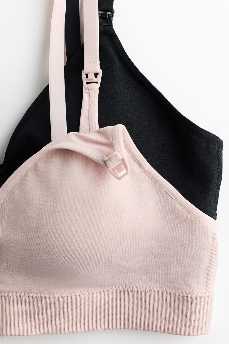 Mama 2-Pack Seamless Padded Nursing Bras, Alternate, color, Powder pink/black