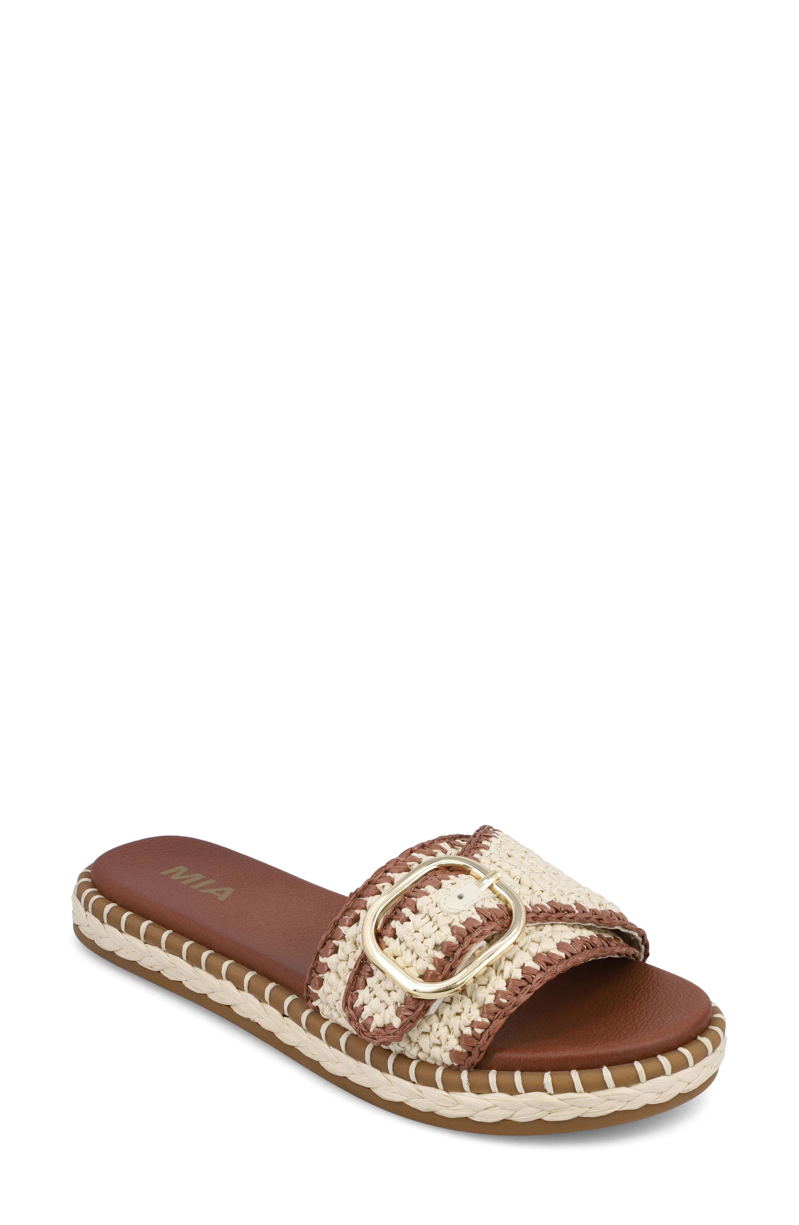 MIA Sabriel Slide Sandal, Main, color, Bone/ Cognac