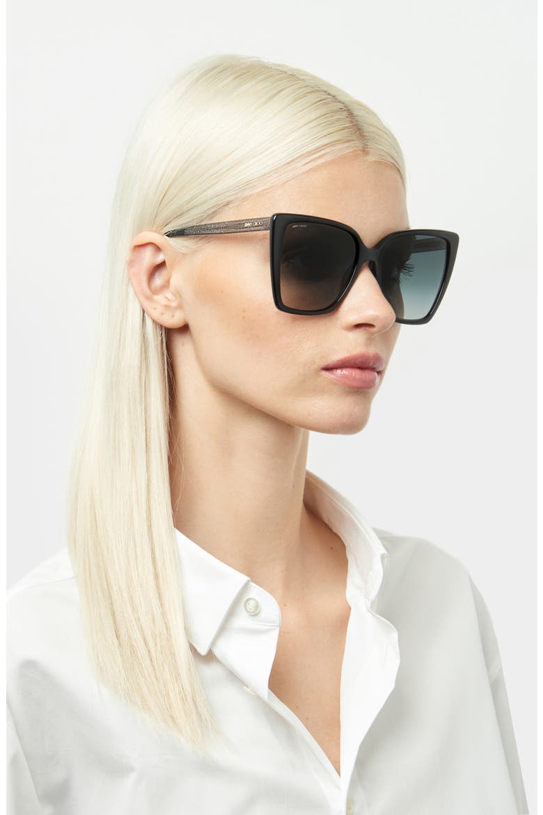 Lessie 56mm Gradient Cat Eye Sunglasses, Alternate, color, BLACK / GREY SHADED