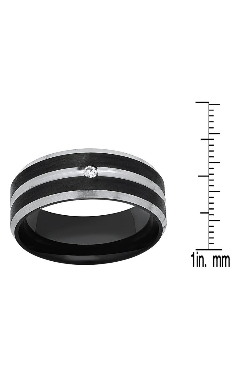 HMY JEWELRY Men's Two-Tone Stainless Steel Band Ring, Alternate, color, Silver/ Black