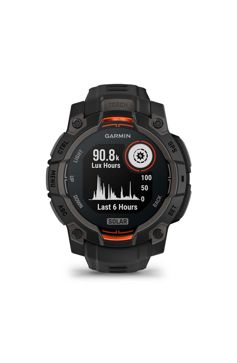 Garmin Instinct 3, 45mm Solar, Black/Black, Alternate, color, Black And Orange