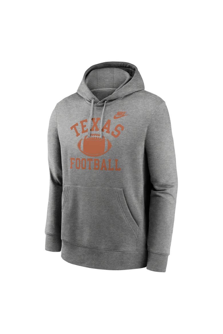 Men's Nike Heather Gray Texas Longhorns Legacy Football Icon Club Fleece Pullover Hoodie, Alternate, color, Heather Gray