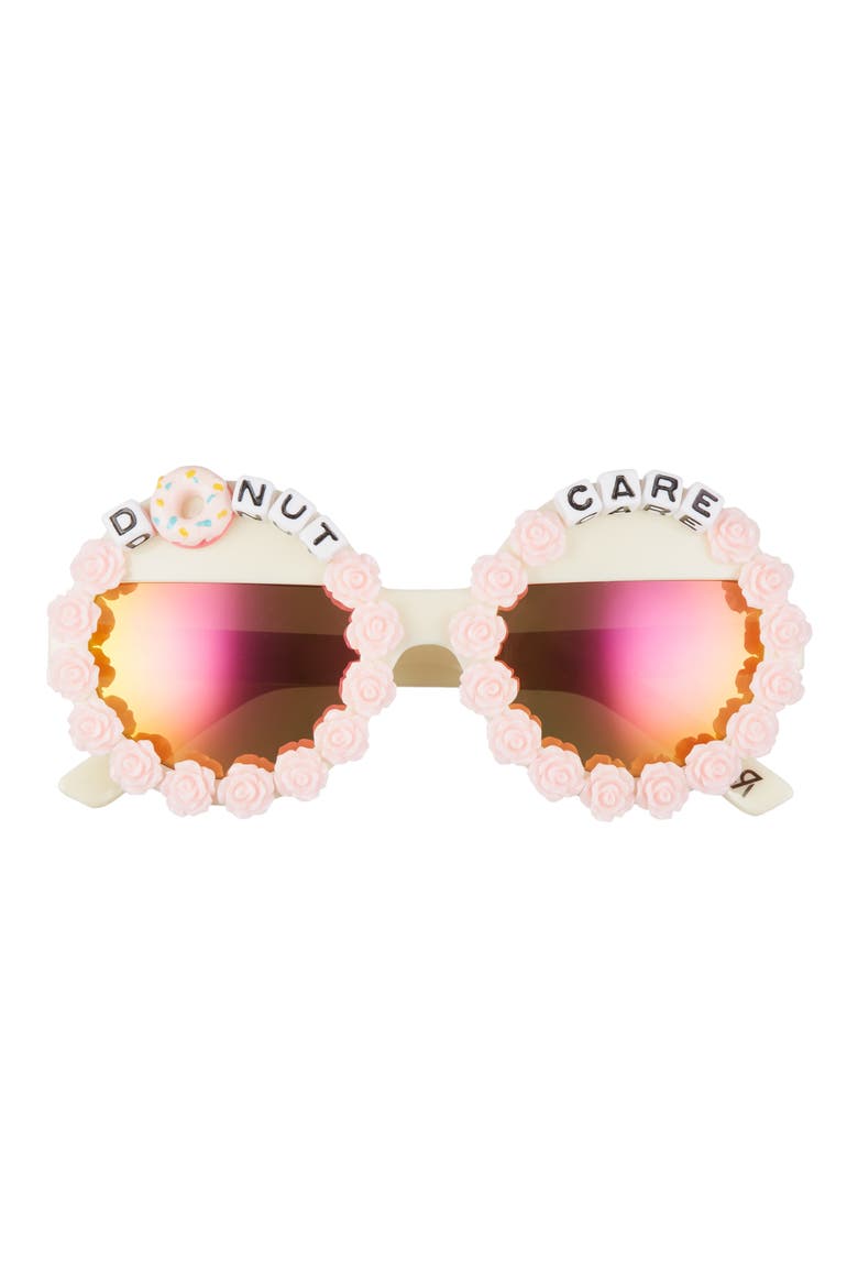 Donut Care Round Sunglasses, Main, color, PINK/ ORANGE MIRRORED