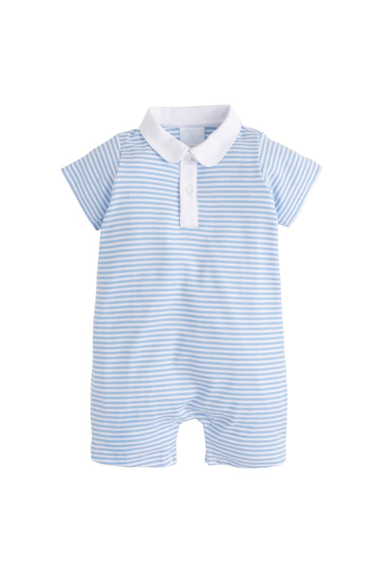 Kids' Peter Pan Polo Romper, Main, color, Light Blue Stripe