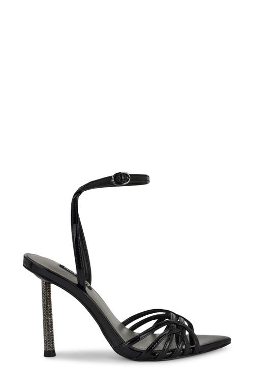 Nine West Paxal Shimmering Stones Metallic Stiletto Sandals Women In Black 001