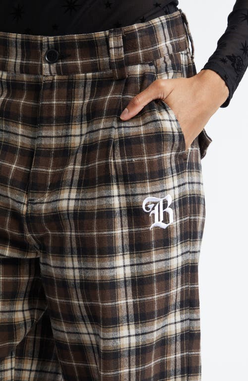 Shop Bella Dona Bella Doña Plaid Wide Leg Pants In Brown And White Plaid