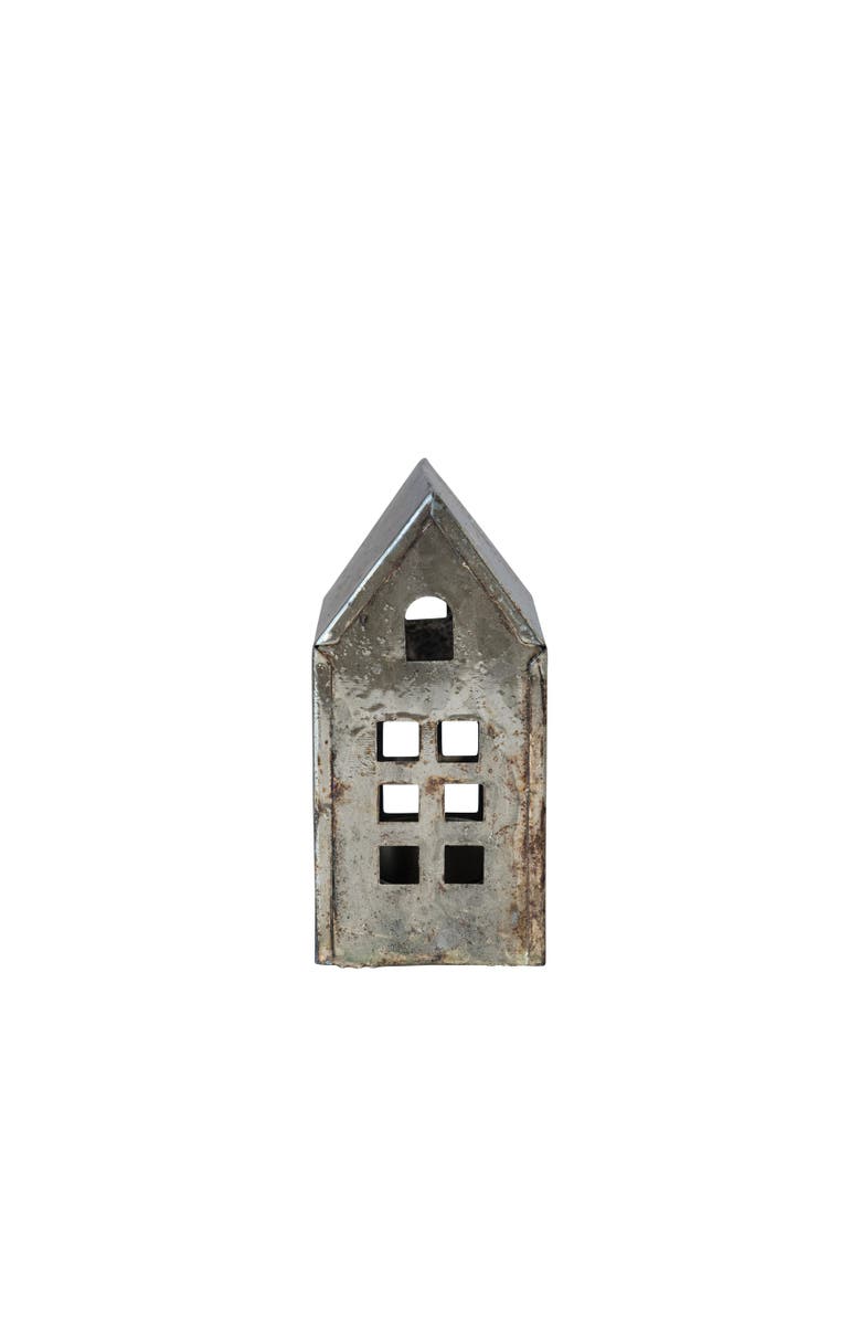 Storied Home Metal House, Antique Pewter Finish, Main, color, Antique Pewter