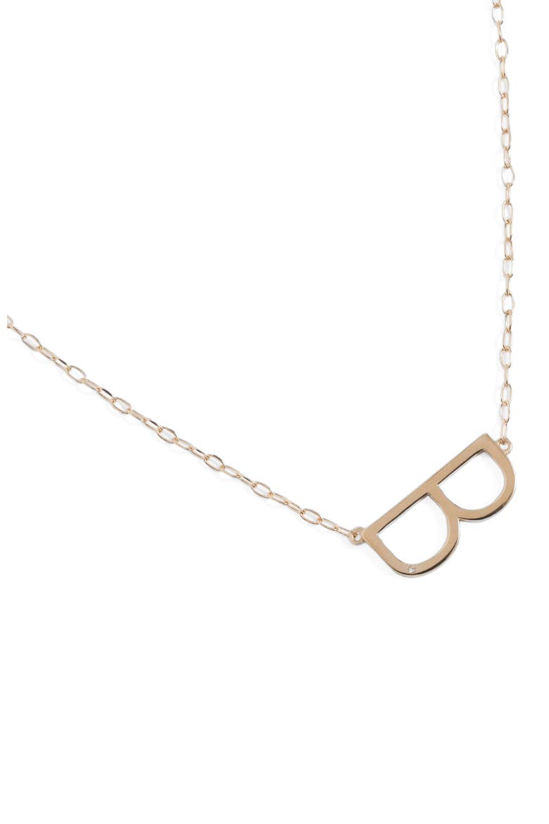 Gold Elongated Initial Pendant Necklace, Alternate, color, Gold - B