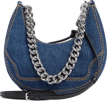Denim Cruiser Mini Crescent Crossbody Bag