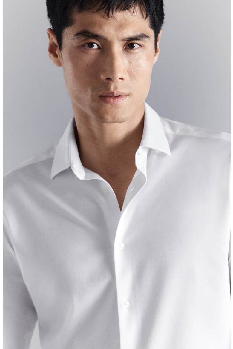 Slim Fit Cotton Blend Button-Up Shirt, Alternate, color, WHITE