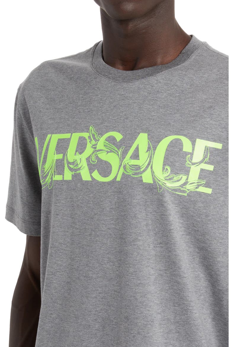 Barocco Logo Cotton Graphic Tee, Alternate, color, MEDIUM GREY MELANGE
