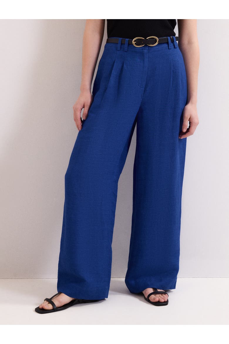 Lottie Wide Leg Linen Trousers, Alternate, color, Cobalt
