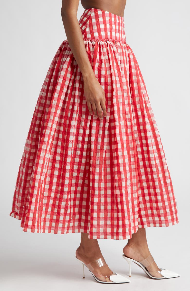 Alaïa VIchy Gingham Skirt, Alternate, color,