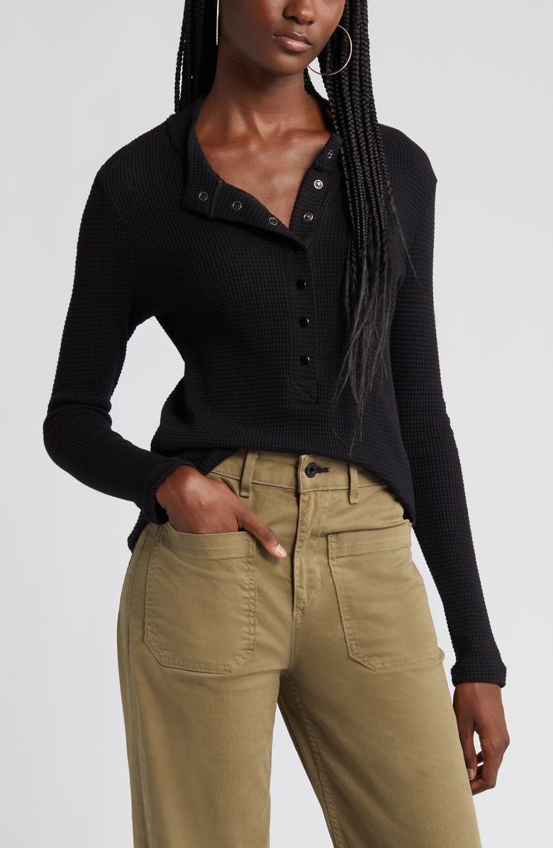 ASKK NY Waffle Knit Cotton Henley, Alternate, color, 