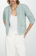 MANGO Fringe Trim Tweed Jacket