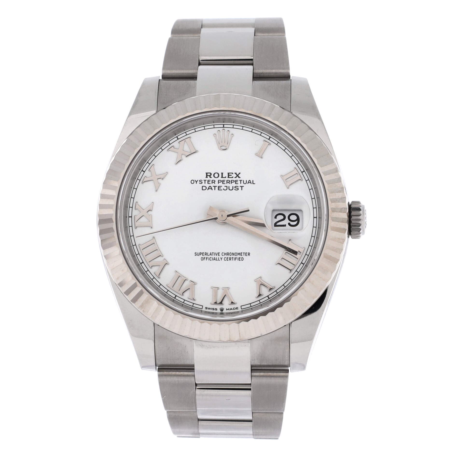 Oyster Perpetual Datejust Automatic Watch Stainless Steel and White Gold 41, Main, color, Metallic Silver