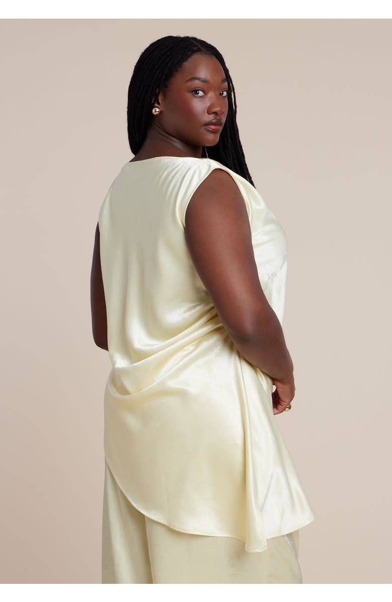 ELOQUII Pleat Detail Longline Top, Alternate, color, Golden Haze