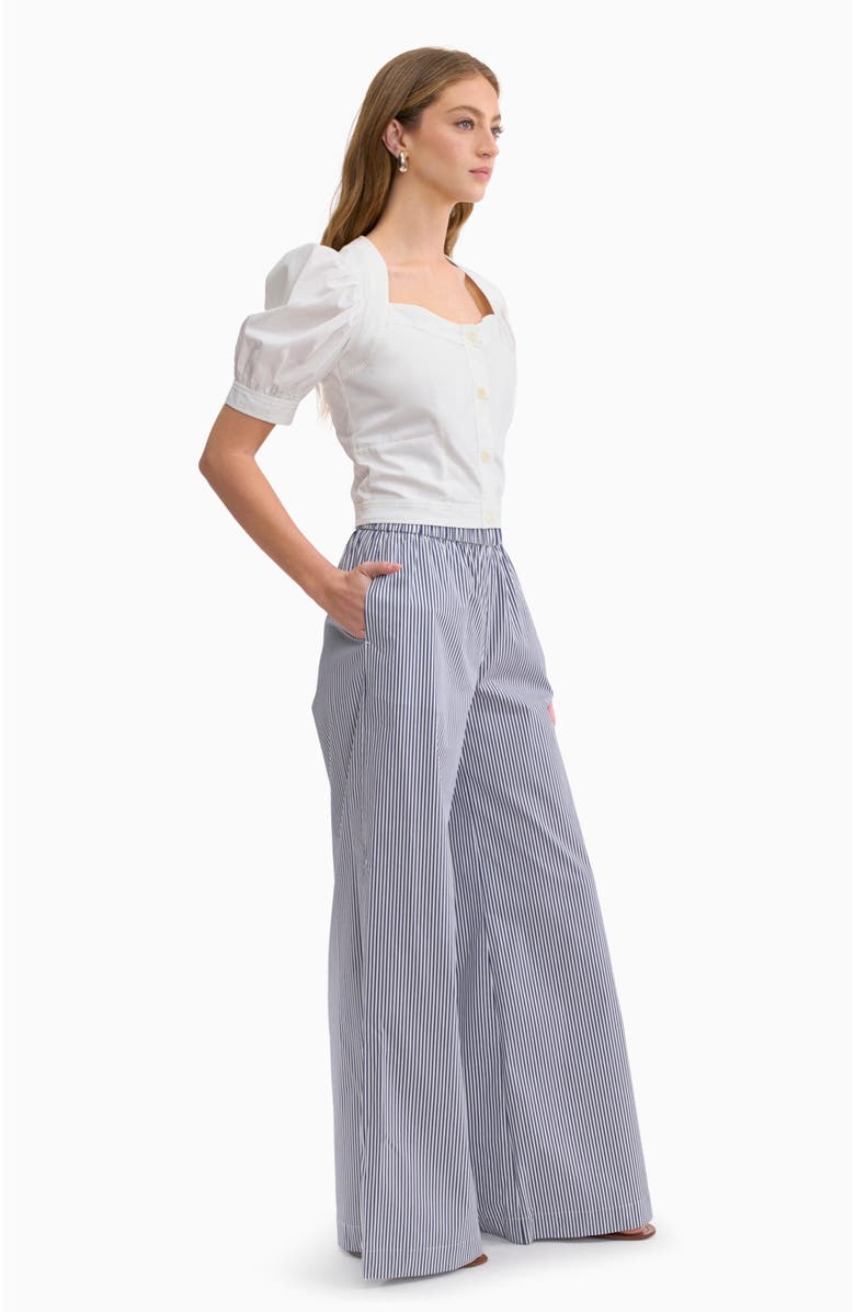 Rebecca Taylor Joselene Poplin Pant, Alternate, color, Navy Stripe