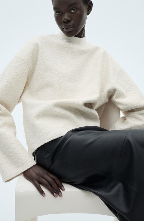 Mango Mock Neck Bouclé Sweatshirt In Ecru