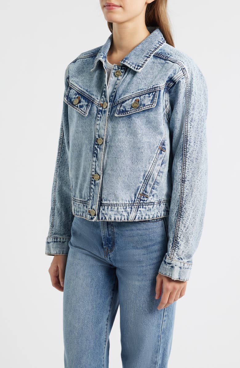 CITY BLUES Slant Pocket Denim Jacket, Alternate, color, Light Indigo Mineral Wash