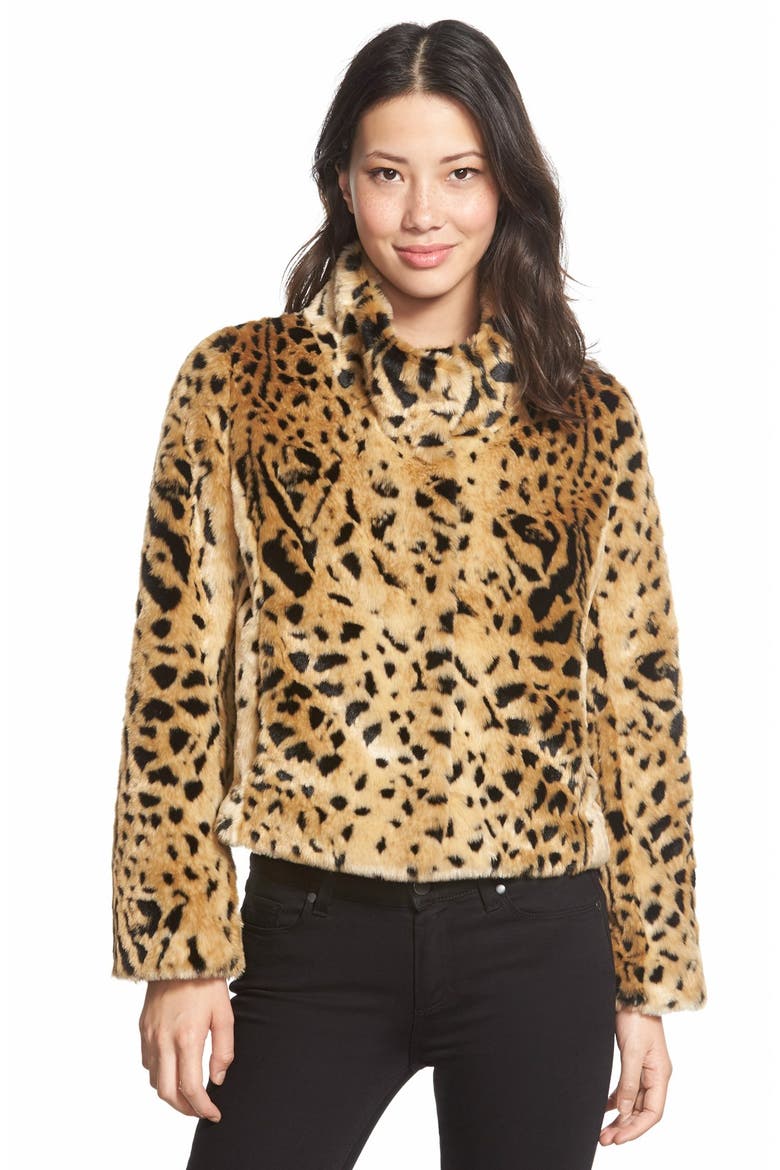 Faux Leopard Fur Shorty Jacket, Main, color, LEOPARD