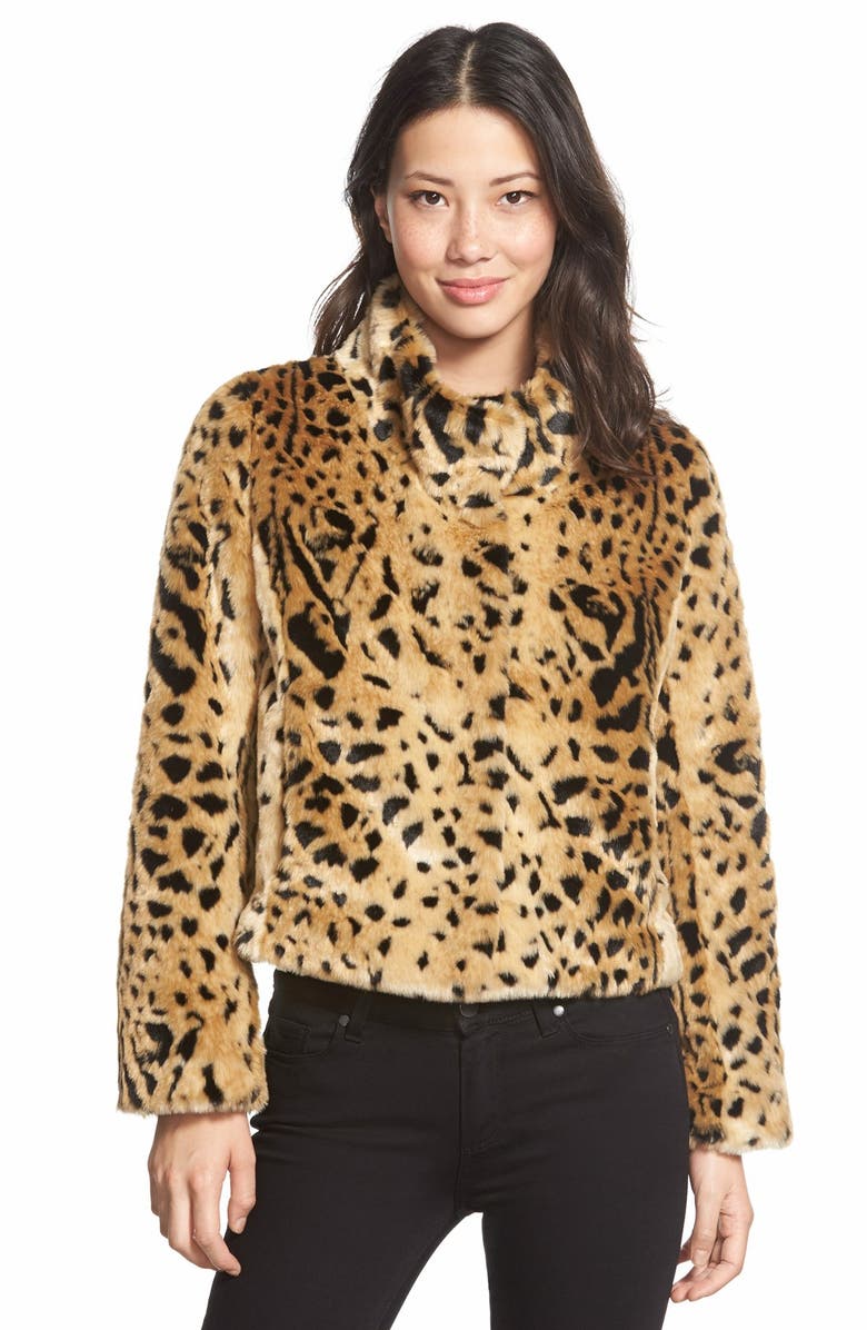 Kristen Blake Faux Leopard Fur Shorty Jacket, Main, color,