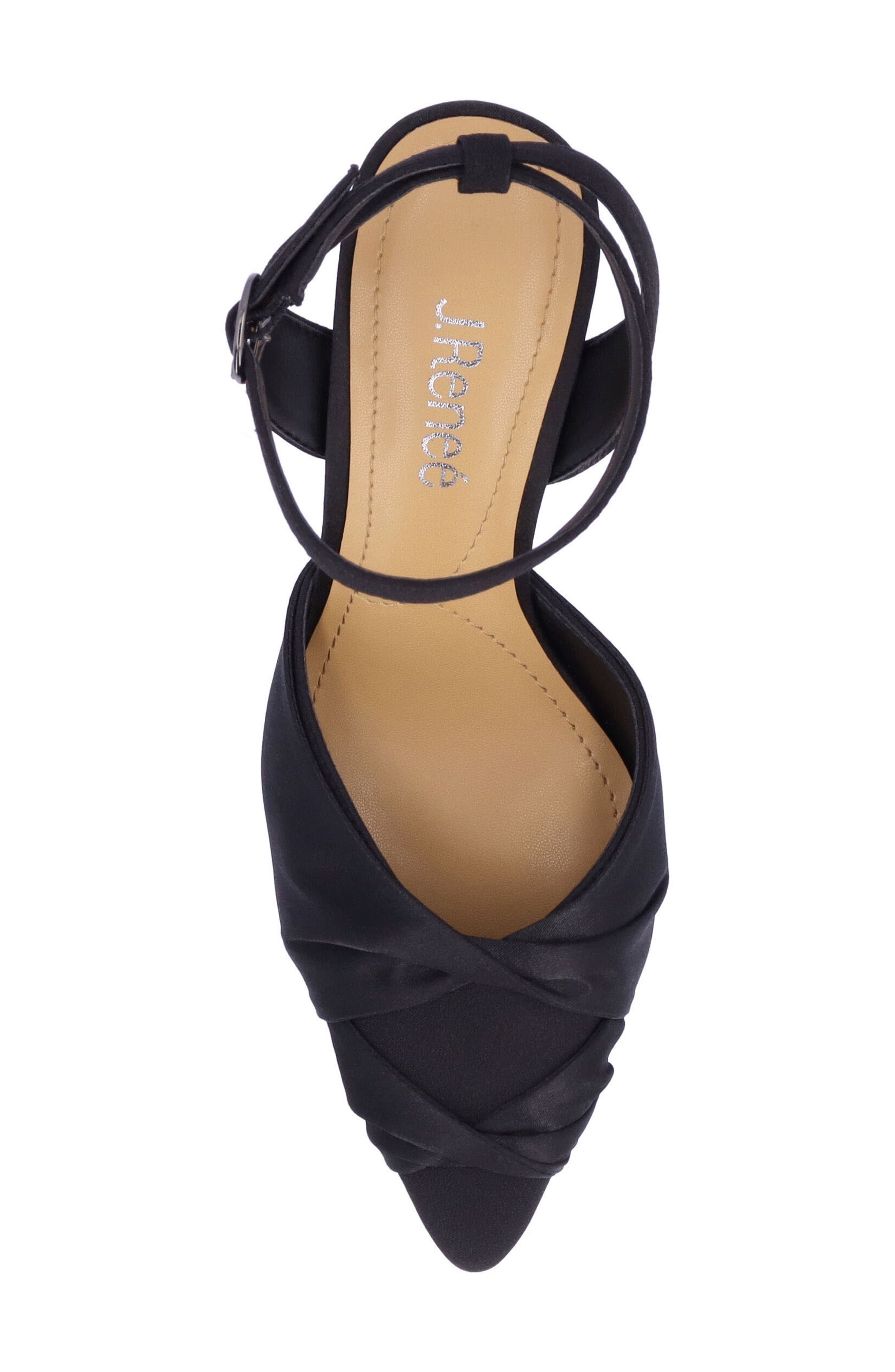 J. Reneé Leander Ankle Strap Pointed Toe Pump, Alternate, color, Black