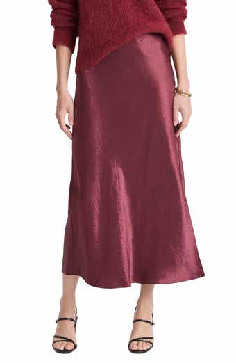 Vince Side Slit Matte Satin Slip Skirt