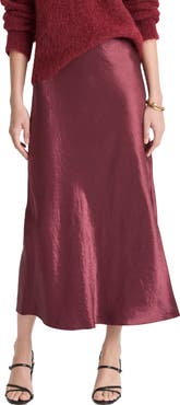 Vince Side Slit Matte Satin Slip Skirt