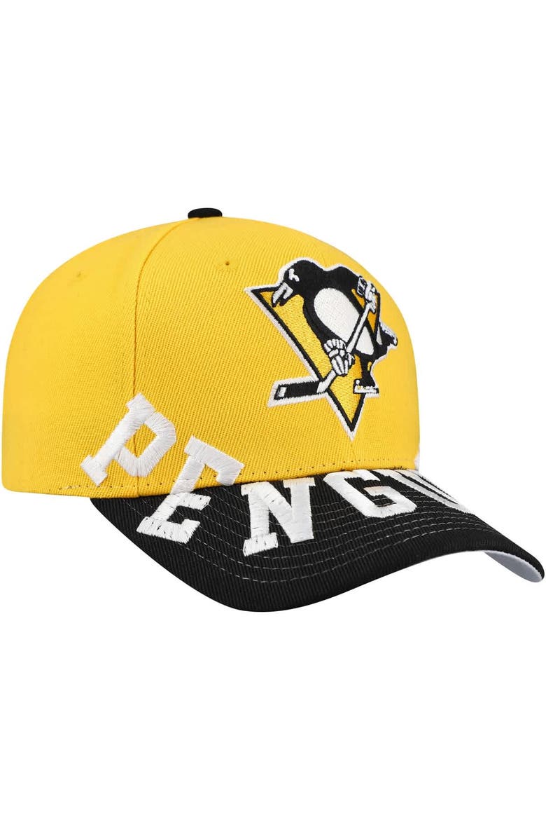 Men's Mitchell & Ness Gold/Black Pittsburgh Penguins Underarch Two-Tone Pro Crown Snapback Hat, Alternate, color, Gold