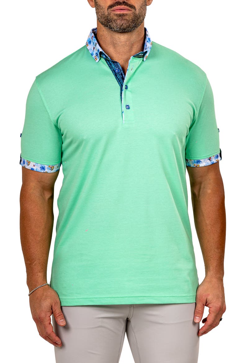 Newton Marthyr0020 Green Button-Down Piqué Polo, Main, color, GREEN