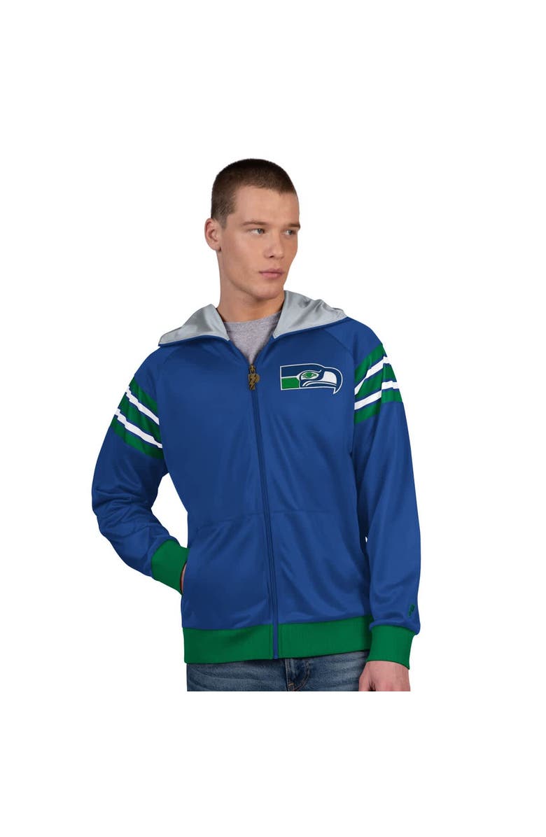 Pro Player Men's Pro Player Royal/Green Seattle Seahawks Retro Helmet Full-Zip Hooded Track Jacket, Main, color, Royal