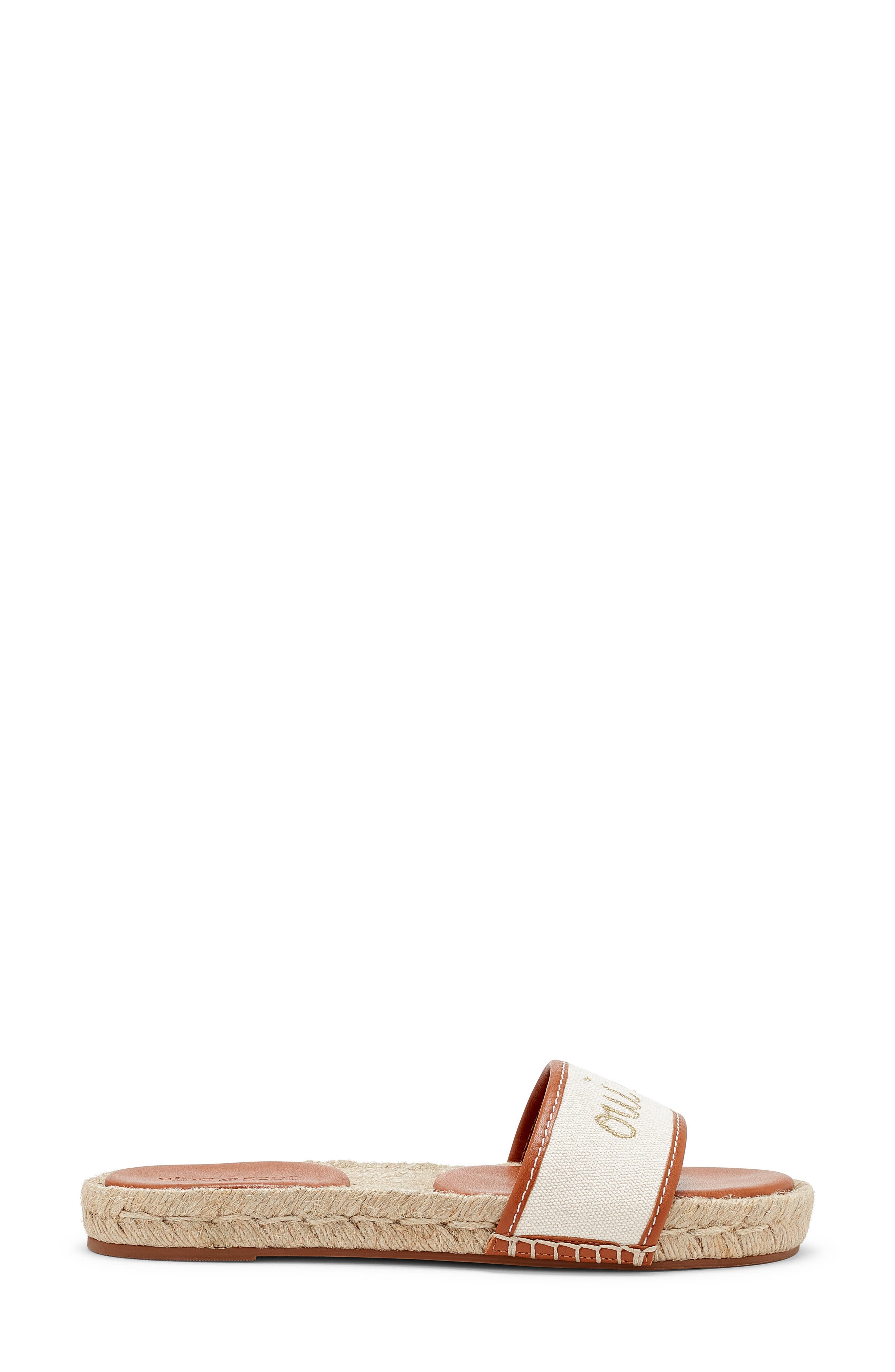 Cinq à Sept Josephine Embroidered Espadrille Slide Sandal, Alternate, color, Natural/ Cognac