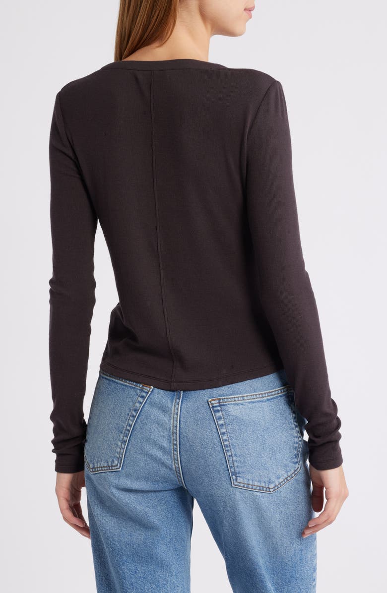 FRAME Slinky Henley Top, Alternate, color, Chocolate Brown