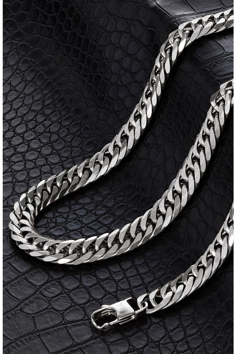 Mens' 11.5mm Stainless Steel Curb Chain Neckalce, Alternate, color, SILVER