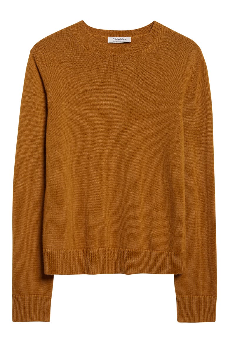 Fresia Elbow Patch Wool & Cashmere Crewneck Sweater, Alternate, color, MUSTARD