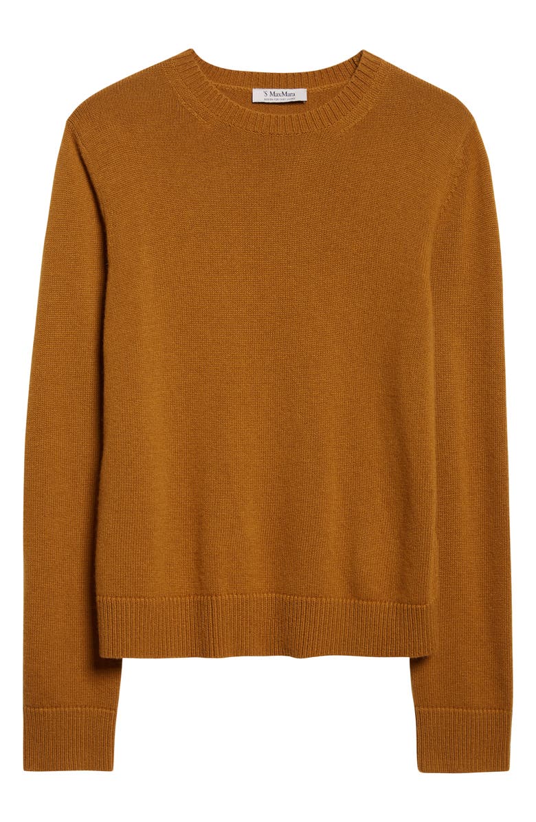 Max Mara Fresia Elbow Patch Wool & Cashmere Crewneck Sweater, Alternate, color, Mustard