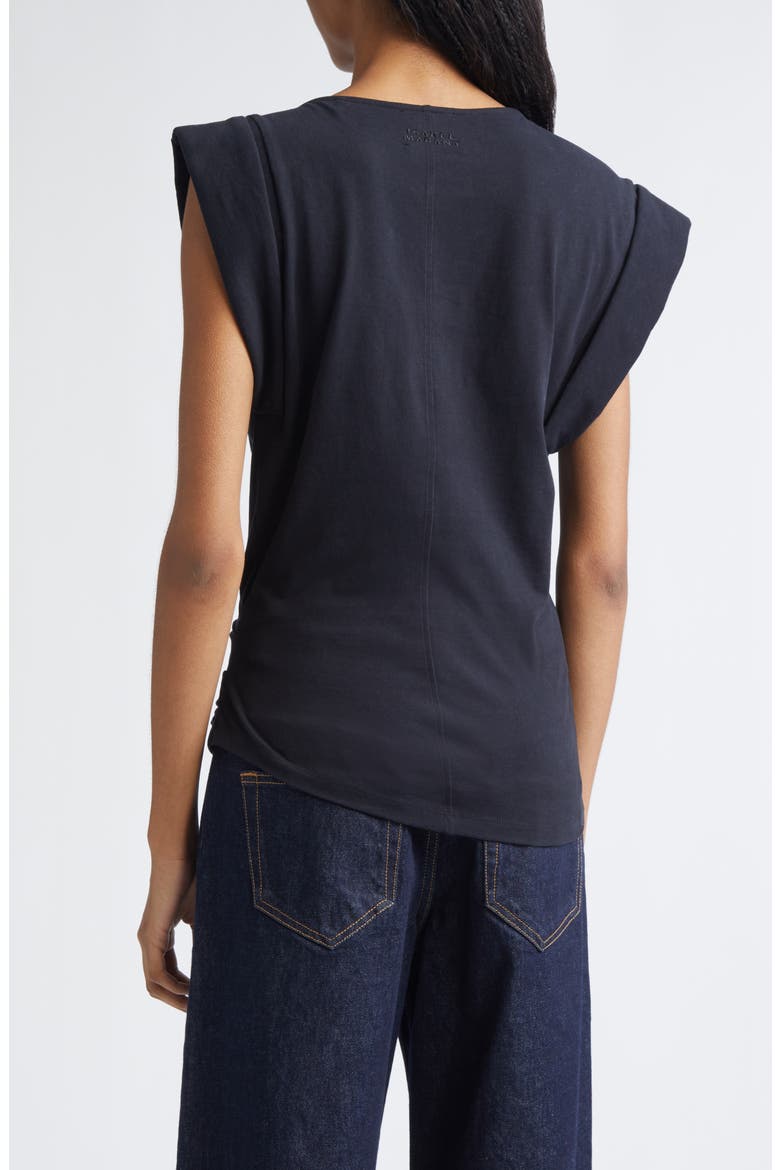 Maisan Draped Asymmetric Cotton T-Shirt, Alternate, color, BLACK