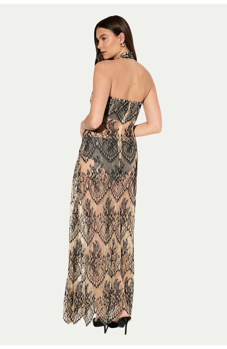 MissPap Premium Sheer Lace Maxi Dress, Alternate, color, Nude