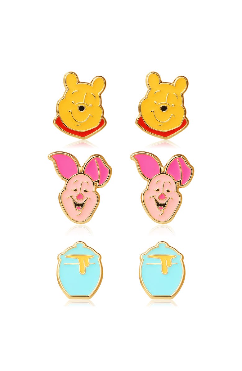 Disney Winnie the Pooh Stud Earring Set, Flash Plated, 3 Pairs, Main, color, Multi