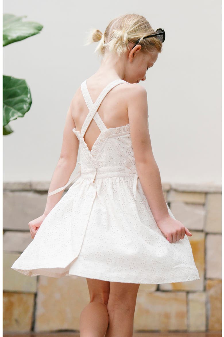 Kids' Organic Ruffle Edge Eyelet Apron Dress, Alternate, color, Natural Eyelet