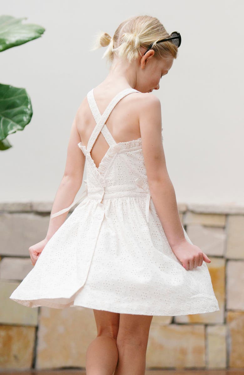 Hope & Henry Kids' Organic Ruffle Edge Eyelet Apron Dress, Alternate, color, Natural Eyelet